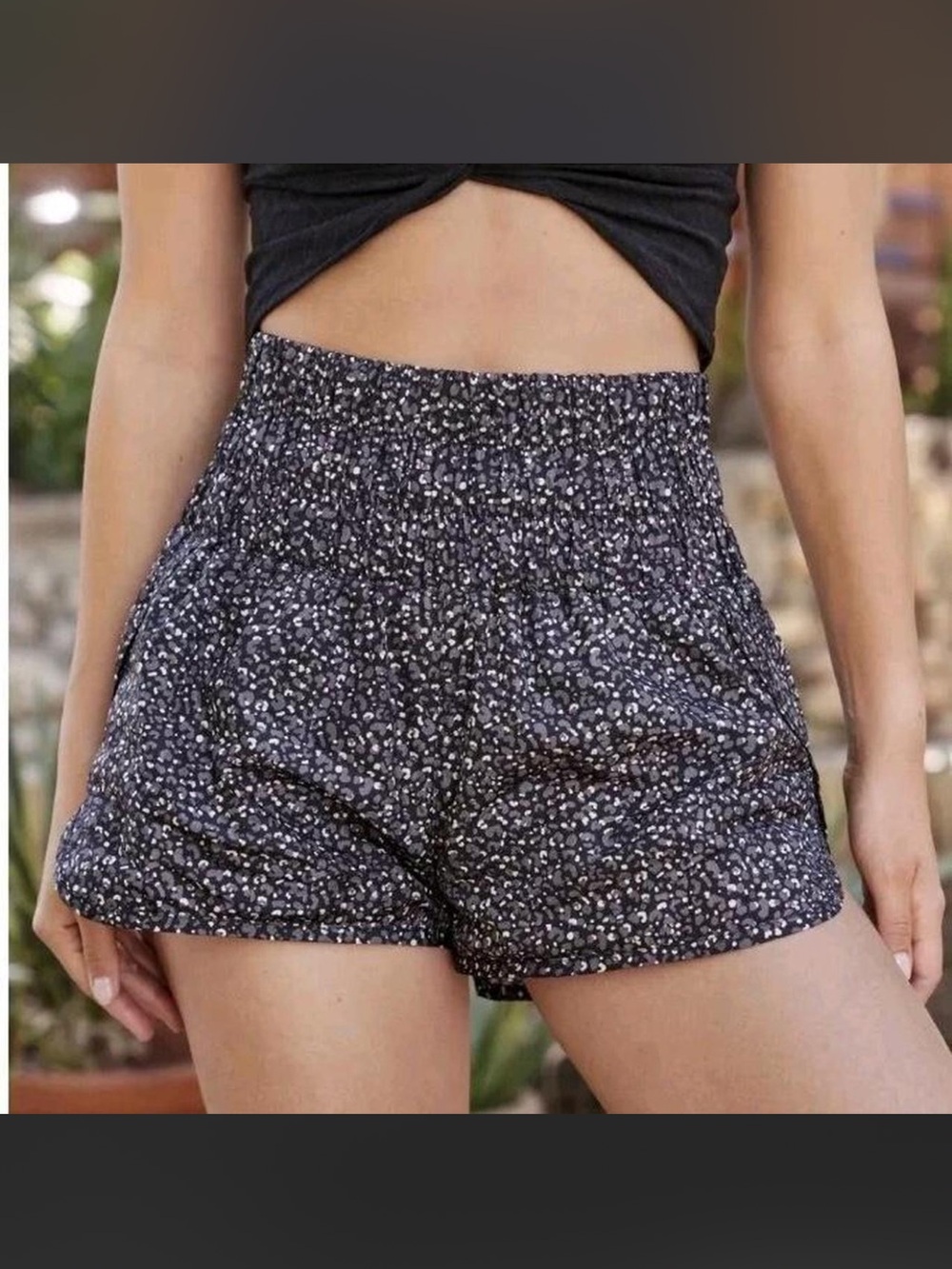 FREE PEOPLE MOVEMENT The Way Home Black Leopard Shorts